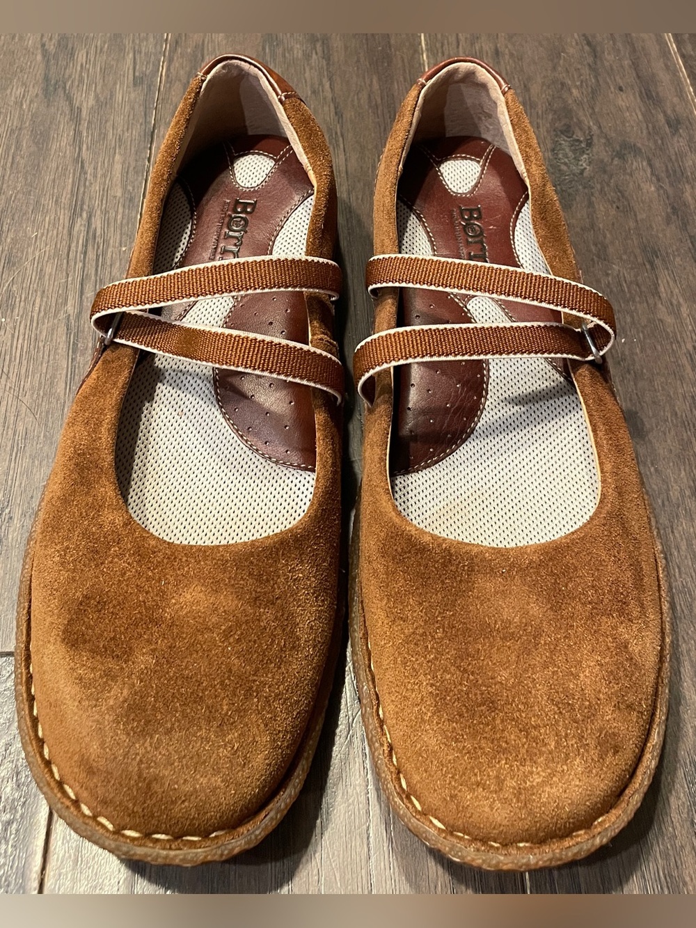 BOC Born Concept Shoes Womens 9.5 Casual Comfort Mary Jane Brwn Suede Moc Toe